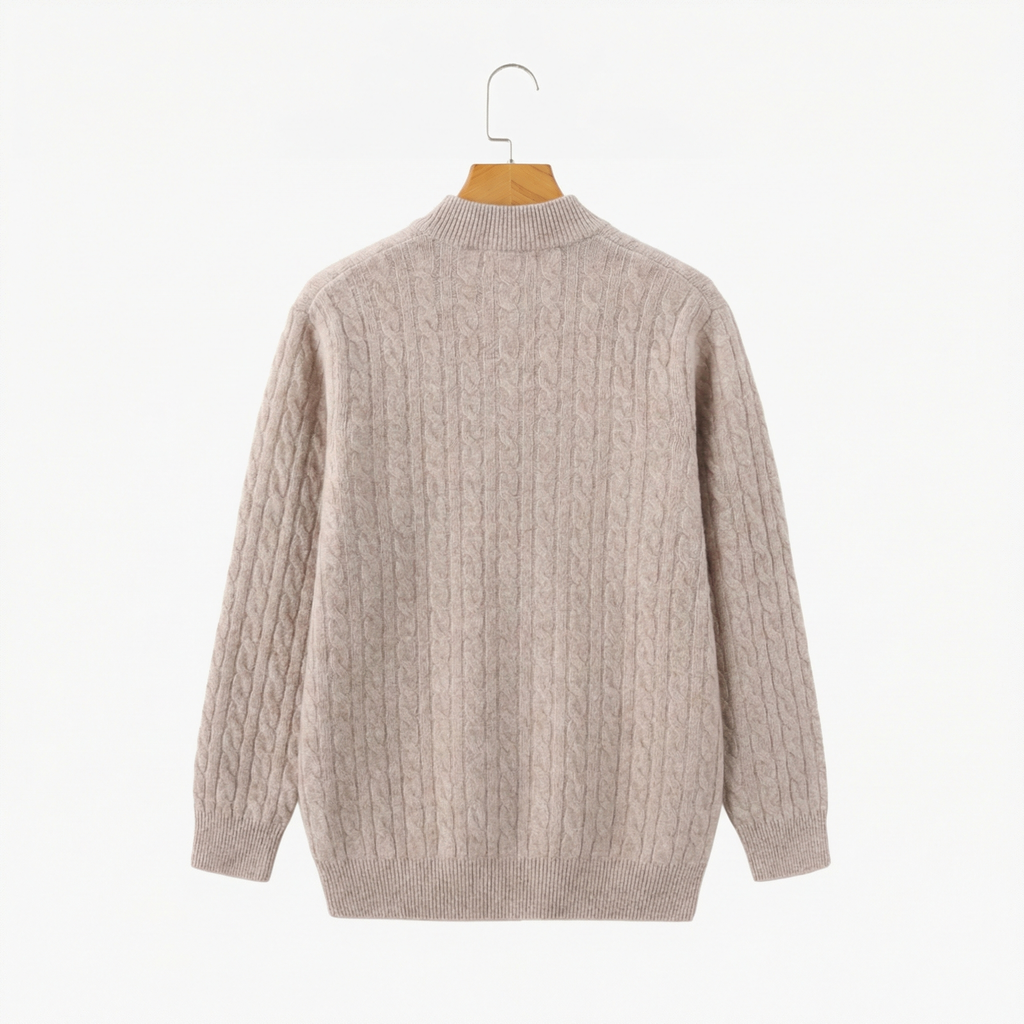 Camisola meio-fecho 100% Caxemira