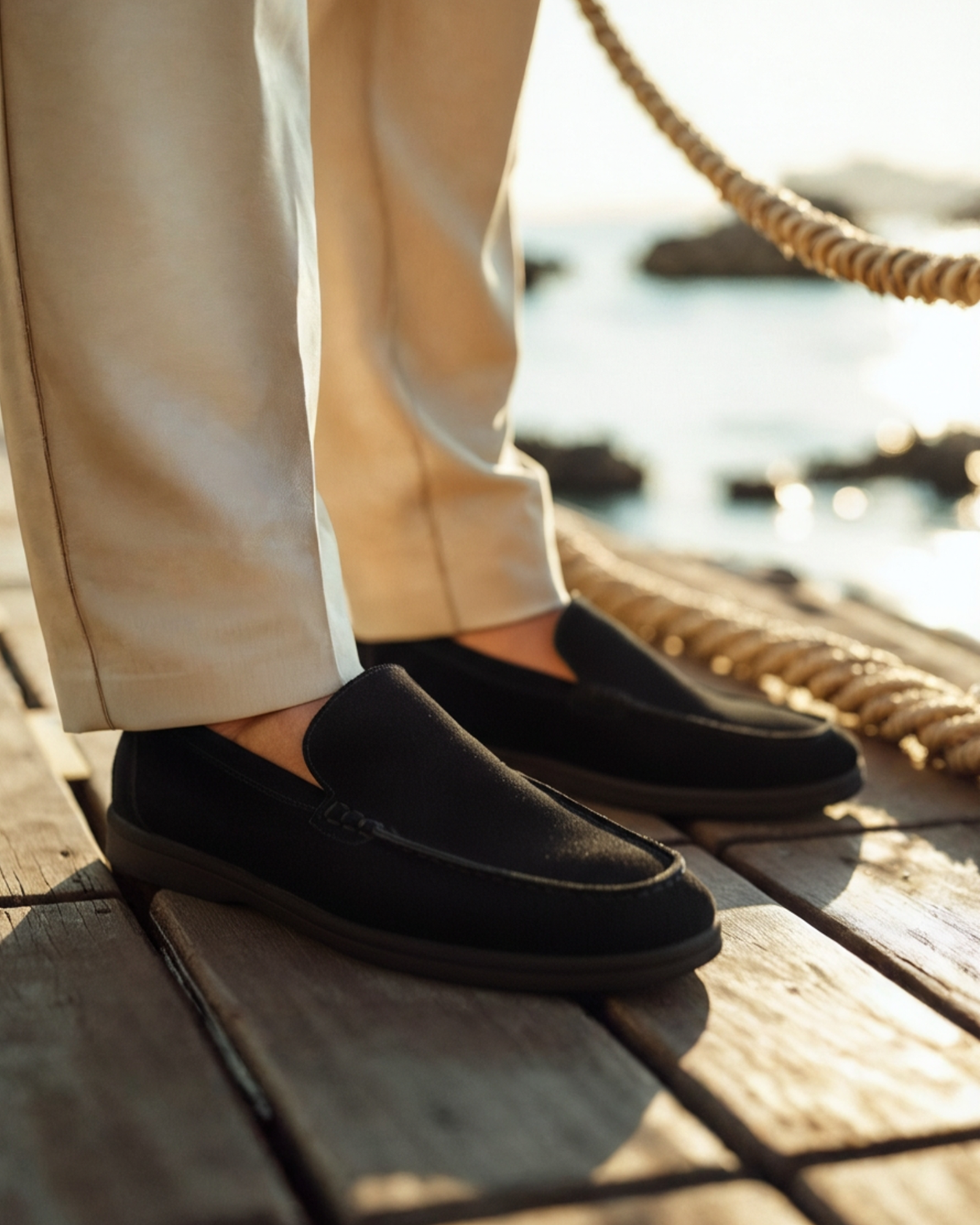 Premium suede loafers - Black Soles